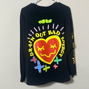 DRAIN OUT BAD ENERGY PACSUN LONG SLEEVE TEE - black